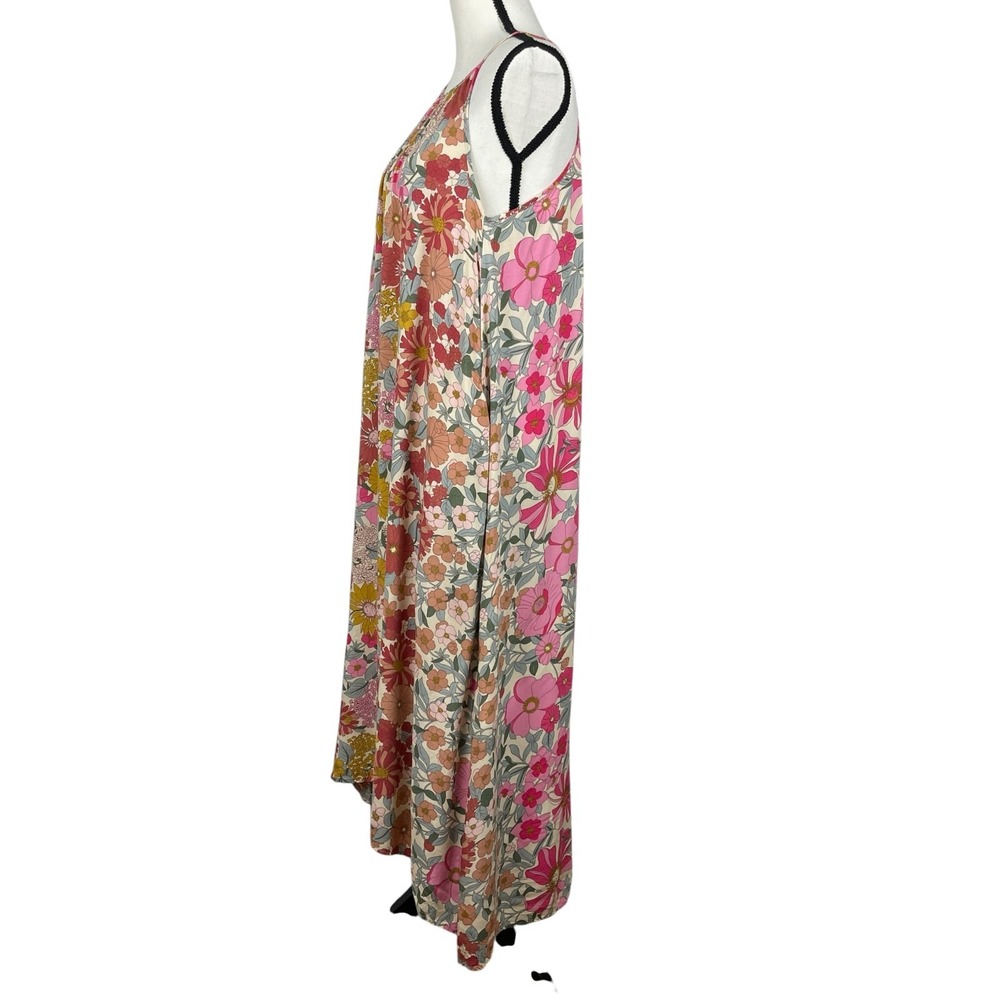 Easel Women's Maxi Dress Large Floral Spaghetti Strap Sundress Retro 70s Boho - Picture 5 of 10